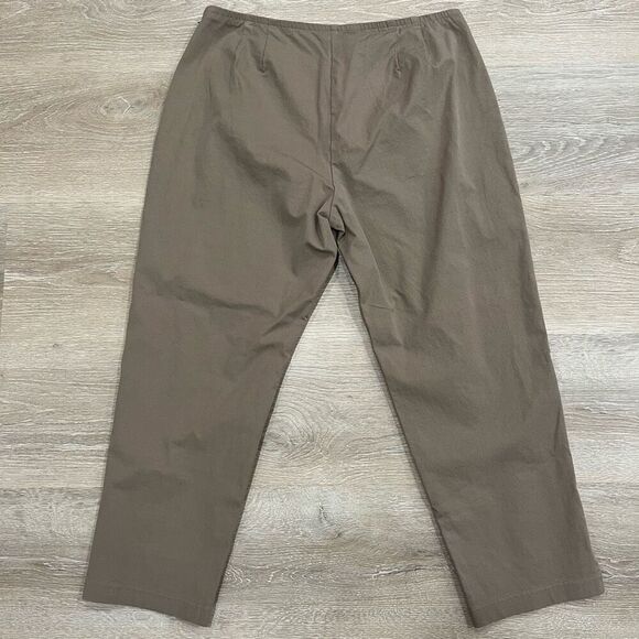 Eileen Fisher Ankle Chino Pants Women XL Tan Brown Elastic Waist Regular Fit Str - Picture 4 of 7